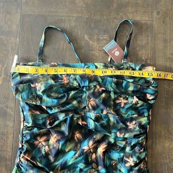 Smismivo Strapless Green Floral One Piece Ruched Padded Swimsuit - Picture 8 of 12